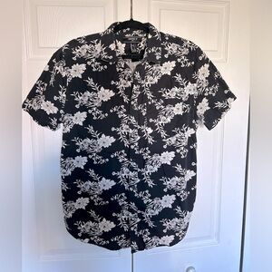 Men’s Black Floral Button Up - L - EUC